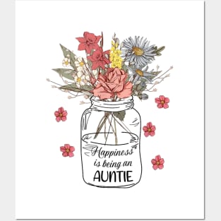 Happiness Is Being An Auntie Wildflowers Happy Mother's Day Posters and Art